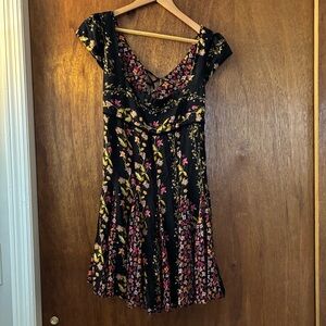 Free People Floral Black Mini Dress